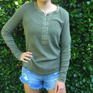 H&M Green Thermal Button Up Top